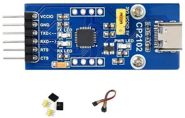 Main image of CP2102 USB to UART (TTL) Communication Converter Module, Compatible with 3.3V Logic Level, USB-C Connector