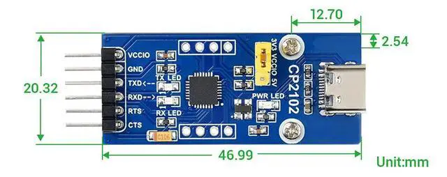 Alt view image 7 of 7 - CP2102 USB to UART (TTL) Communication Converter Module, Compatible with 3.3V Logic Level, USB-C Connector