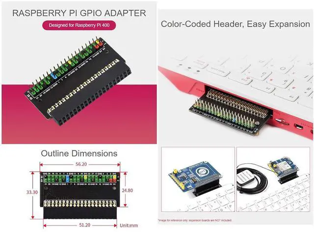 Alt view image 7 of 7 - GPIO Header Adapter for Raspberry Pi 400 Interface Extension