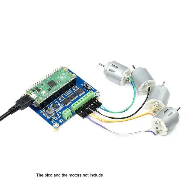 Alt view image 4 of 6 - DC Motor Driver Module HAT for Raspberry Pi Pico Series, Driving Up to 4X DC Motors, I2C Controlled, up to 3A Output