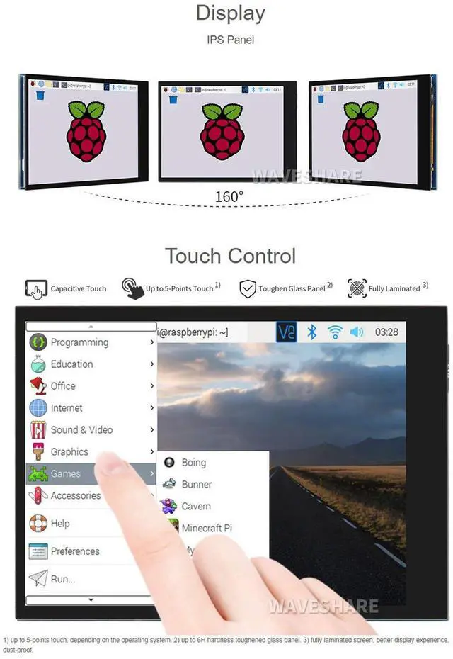 Alt view image 6 of 7 - 2.8 Inch DPI LCD Touchscreen for Raspberry Pi, 480×640 Portrait IPS Display, Capacitive 5-Point Touch, DPI666 Interface, Optical Bonding Glass, Low Power Consumption