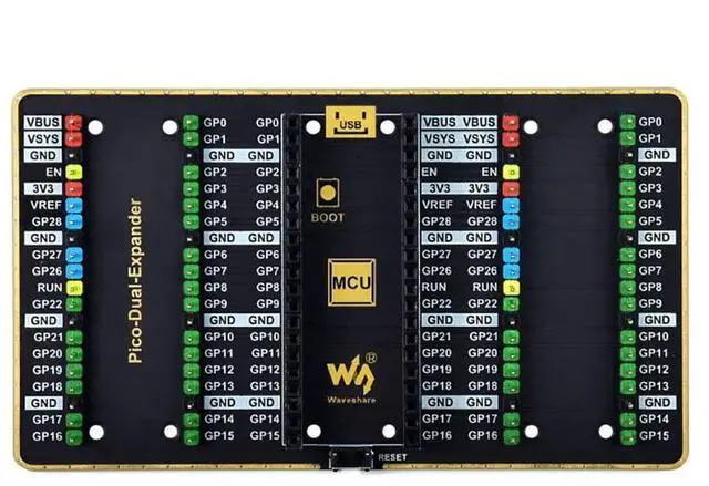Main image of Dual GPIO Expander for Raspberry Pi Pico Board, Two Sets of Male Headers for Directly Connecting Expansion Modules