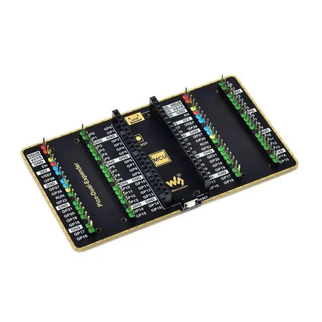 Alt view image 2 of 7 - Dual GPIO Expander for Raspberry Pi Pico Board, Two Sets of Male Headers for Directly Connecting Expansion Modules