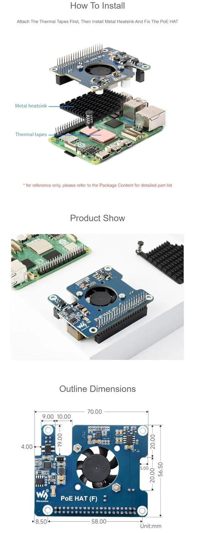 Alt view image 7 of 7 - PoE HAT F for Raspberry Pi 5 CM5, 802.3af/at, Cooling Fan