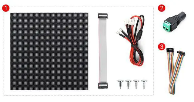 Alt view image 7 of 7 - RGB Full-Color LED Matrix Panel for Raspberry Pi and Ardui, 3mm Pitch, 64×64, 4096 Individual RGB LEDs, Brightness Adjustable