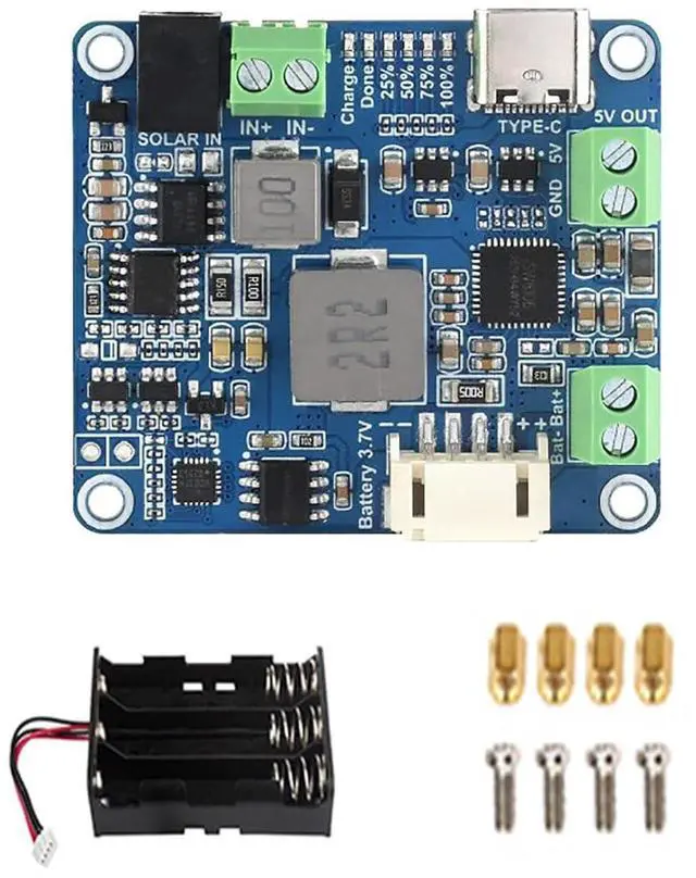 Main image of Solar Power Manager Module (D) Fits Raspberry Pi/Jetson Nano/Arduino Supports Type-C Power Adapter or 6V~24V Solar Panel with Battery Holder (Not Include 18650)