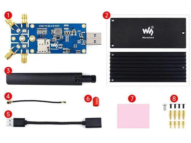 Alt view image 4 of 6 - USB to M.2 B Key 5G Module Adapter with Aluminum Alloy Heatsink, Quad Antennas, USB 3.1 Interface, Compatible with SIMCom/Quectel/Fibocom, for 3042/3052, for Raspberry Pi/Jetson/PC