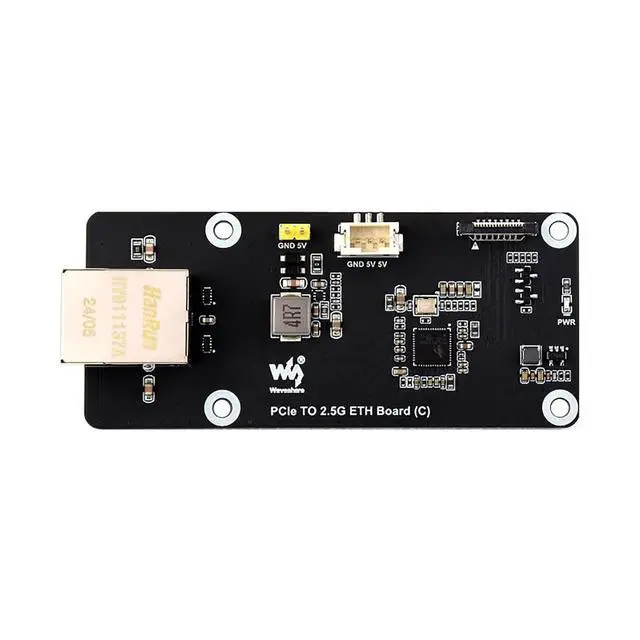 Alt view image 3 of 7 - PCIe to 2.5G Ethernet Adapter Board (C) for Raspberry Pi 5, RTL8125 2.5GbE RJ45 LAN, PCIe x1 Gen2 16-Pin, Driver-Free Plug and Play, Side-Mount Acrylic Bracket
