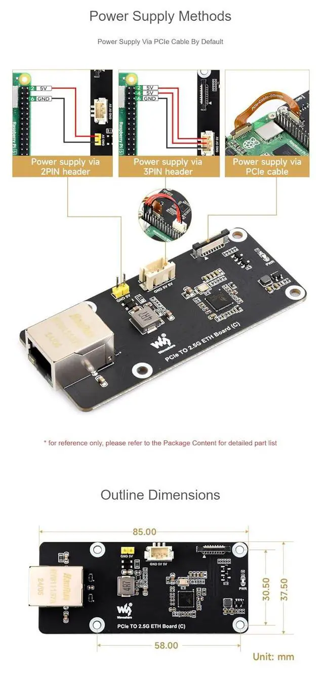 Alt view image 7 of 7 - PCIe to 2.5G Ethernet Adapter Board (C) for Raspberry Pi 5, RTL8125 2.5GbE RJ45 LAN, PCIe x1 Gen2 16-Pin, Driver-Free Plug and Play, Side-Mount Acrylic Bracket
