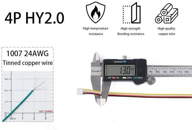 Alt view image 3 of 5 - 4 Pin Jumper Wire HY2.0mm Pitch Pin Universal Grove Buckled Cable 50cm (5Pcs Per Pack)