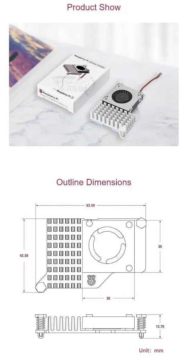 Alt view image 7 of 7 - Official for Raspberry Pi Active Cooler Fits Raspberry Pi 5 with Temperature-Controlled Blower Fan Aluminium Heatsink