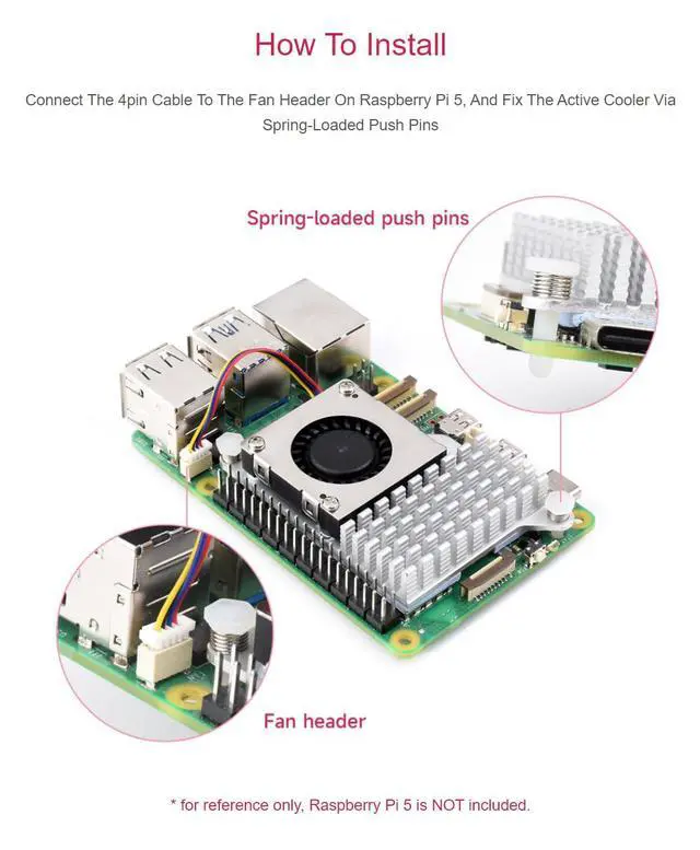 Alt view image 6 of 7 - Official for Raspberry Pi Active Cooler Fits Raspberry Pi 5 with Temperature-Controlled Blower Fan Aluminium Heatsink