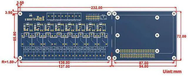 Alt view image 7 of 7 - Raspberry Pi Expansion Board 8-Channel Relays Loads up to 5A 250V AC or 5A 30V DC for Pi A+/B+/2B/3B/3B+/4B SPDT-NO,NC Contact Form 6mA per Channel Supports Jetson Nano