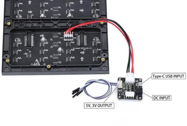 Alt view image 6 of 7 - RGB Matrix Power Adapter for RGB LED Matrix Panel Onboard USB Type-C DC-044 Power Input Port Output 5V 3.3V