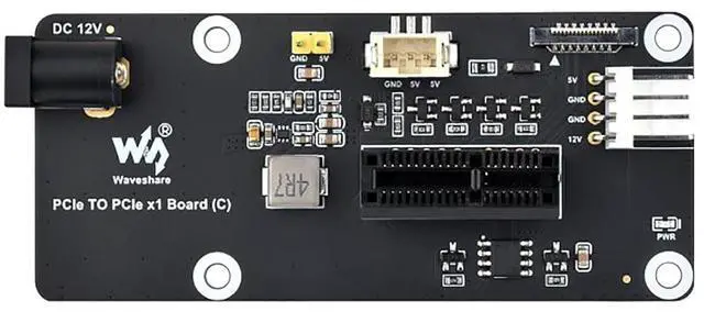 Main image of PCIe to PCIe x1 Adapter Board (C) for Raspberry Pi 5 | Compatible with PCIe x1, x4, x8, x16 Devices | 16PIN FFC Connector | Power Supply via 12V Header & DC Jack