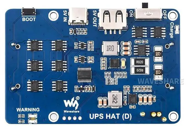 Alt view image 2 of 7 - UPS HAT (D) for Raspberry Pi 4B 3B+ 3B, etc Supports 21700 Li Battery (NOT Included) Pogo Pins Connector Charging and Power Output at The Same Time 5V