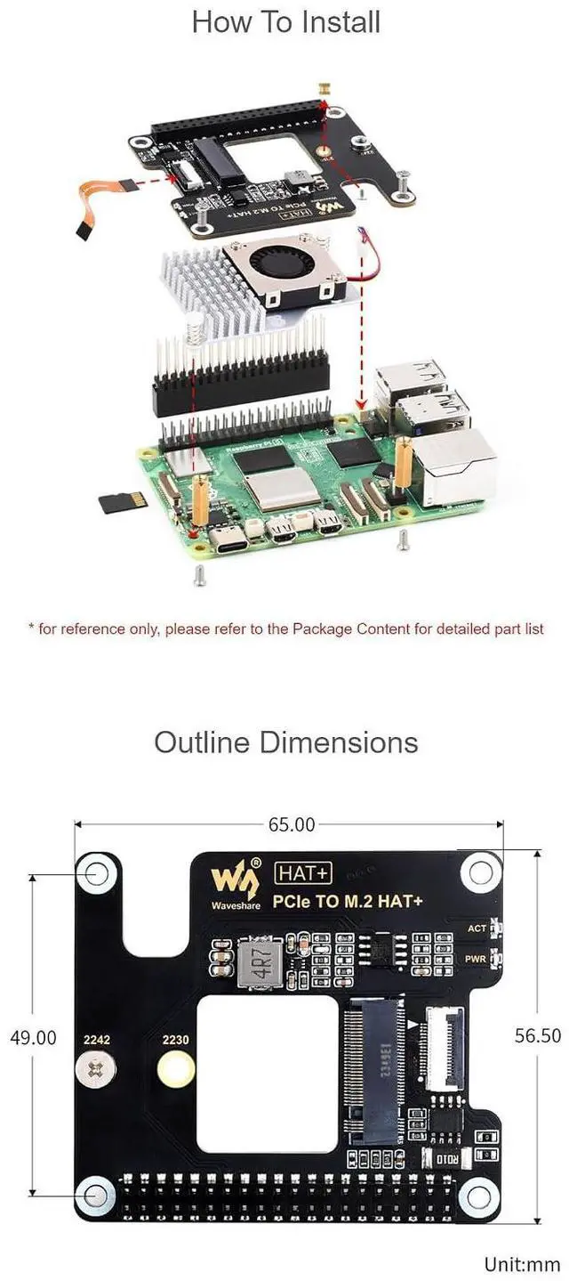 Alt view image 7 of 7 - for Raspberry Pi 5 PCIe to M.2 Adapter Fits NVMe Protocol M.2 Solid State Drive(SSD) Supports Gen2 and Gen3 Modes
