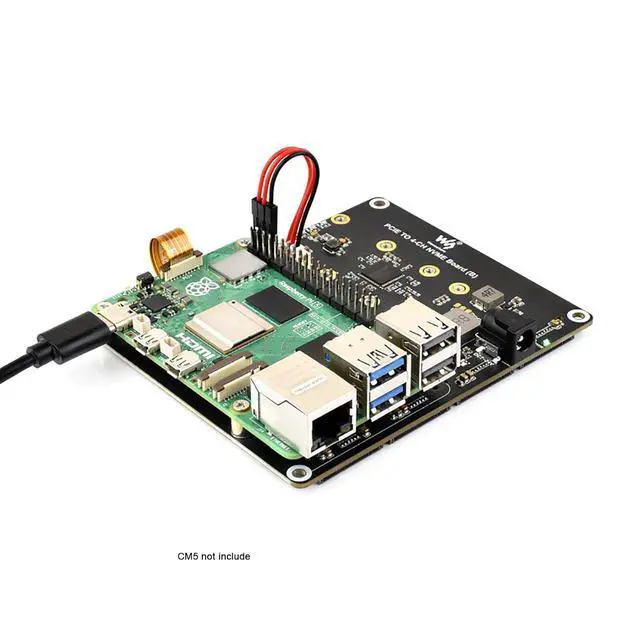 Alt view image 2 of 7 - PCIe to 4-Ch NVMe M.2 Adapter Board for Raspberry Pi 5 | 4-Ch SSD Expansion | Boot Support | 7V-24V Power Input | LED Indicators