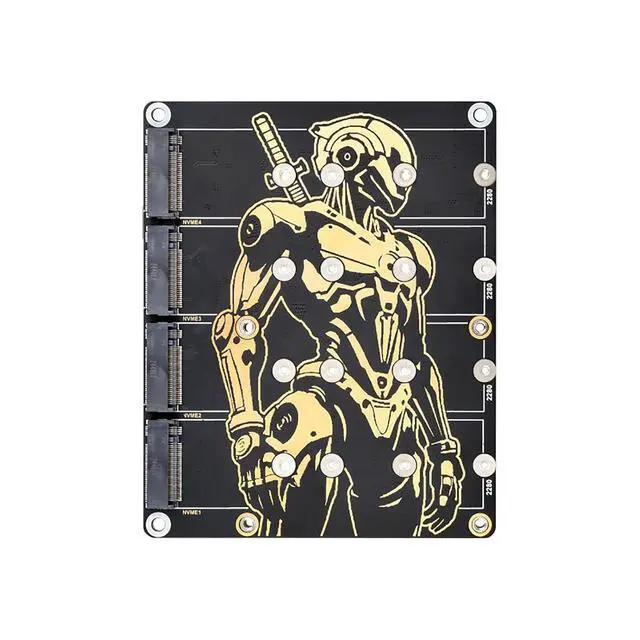 Alt view image 3 of 7 - PCIe to 4-Ch NVMe M.2 Adapter Board for Raspberry Pi 5 | 4-Ch SSD Expansion | Boot Support | 7V-24V Power Input | LED Indicators