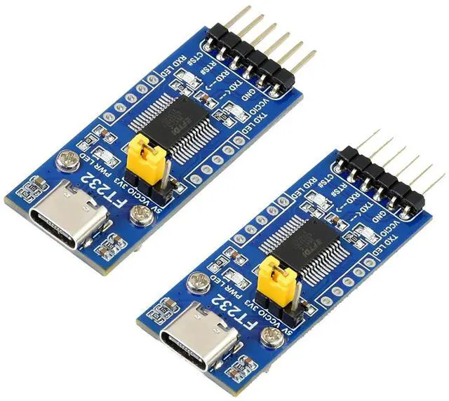 Main image of FT232 USB to UART TTL Module USB-C Connector Compatible 3.3V/5V Logic Level, Supports Mac OS, Linux, Android, Wince, Windows 7/8/8.1/10/11 (2pcs Pack)