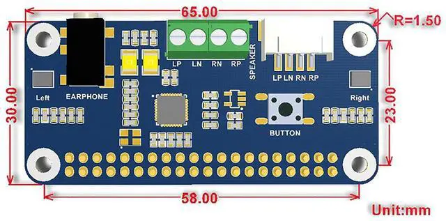 Alt view image 5 of 5 - WM8960 Audio Module Hi-Fi Sound Card HAT for Raspberry Pi 4B+ 4B 3B+ 3B 2B+ Zero W WH 2W Stereo CODEC Play/Record