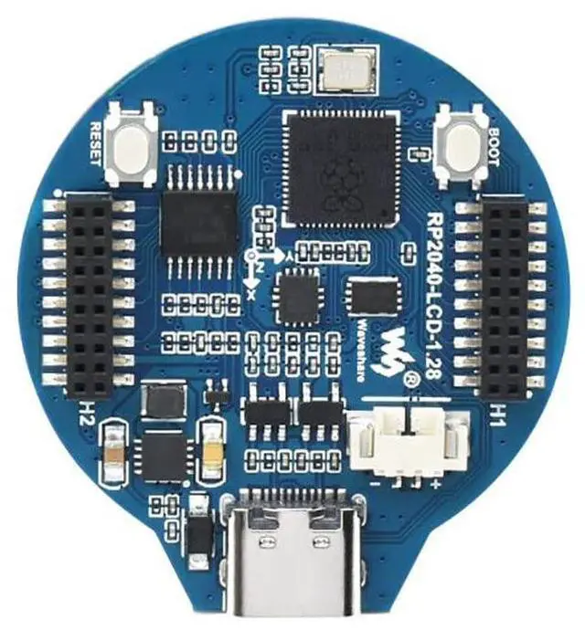 Alt view image 2 of 7 - RP2040 MCU Board with 1.28inch LCD,Round Shape, Accelerometer and Gyroscope Sensor,30 × Multi-Function GPIO Pins