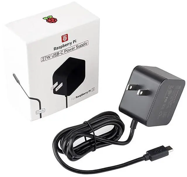 Main image of Official 27W USB Type-C Power Supply for Raspberry Pi 5 Output 5.1V/5A, 9V/3A, 12V/2.25A, 15V/1.8A 1.2m Cable Length Black
