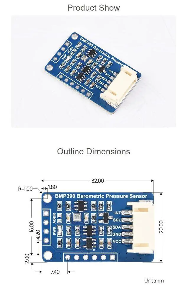 Alt view image 5 of 5 - BMP390 High Precision Barometric Pressure Sensor for Raspberry Pi 4B+ 4B 3B+ 3B 2B+ Zero W WH 2W Pico Ardui ESP32 Supports I2C and SPI Interfaces Control
