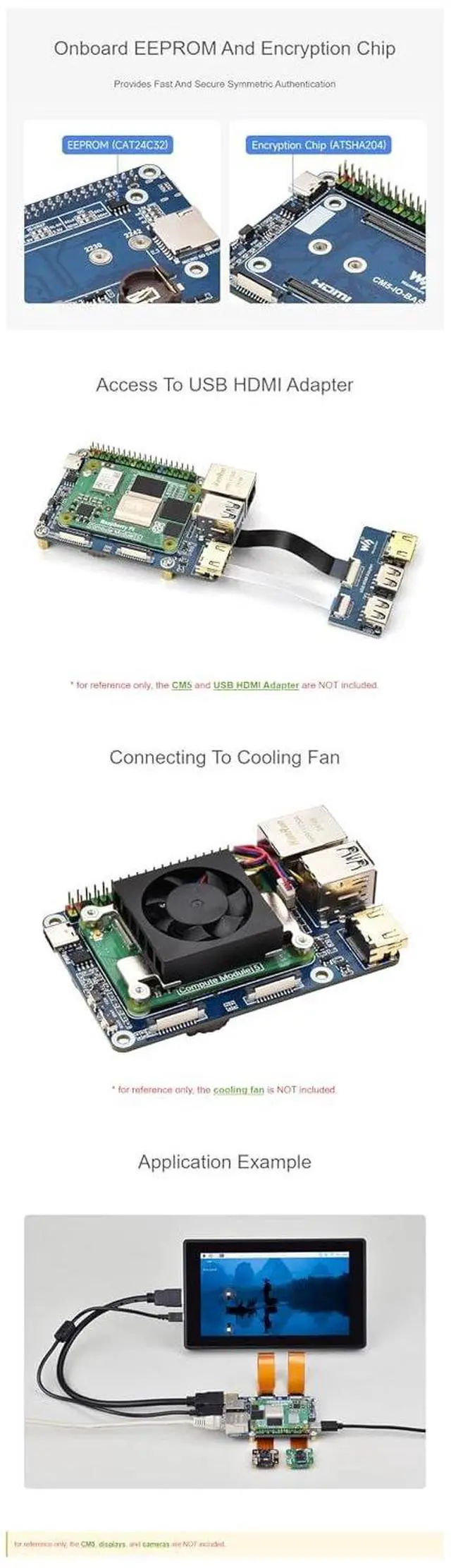 Alt view image 6 of 7 - CM5 Base Board for Raspberry Pi Compute Module 5, Mini Base Board B with EEPROM & Encryption Chip, GPIO Header, USB HDMI Adapter, for CM5 Lite/eMMC