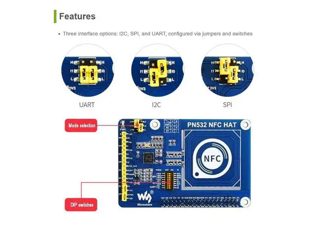 Alt view image 4 of 7 - PN532 NFC HAT for Raspberry Pi I2C / SPI/UART Interface Near Field Communication Supports Various NFC/RFID Cards Like MIFARE/NTAG2xx Raspberry Python/C, STM32