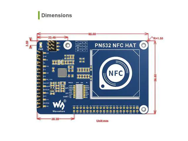 Alt view image 7 of 7 - PN532 NFC HAT for Raspberry Pi I2C / SPI/UART Interface Near Field Communication Supports Various NFC/RFID Cards Like MIFARE/NTAG2xx Raspberry Python/C, STM32