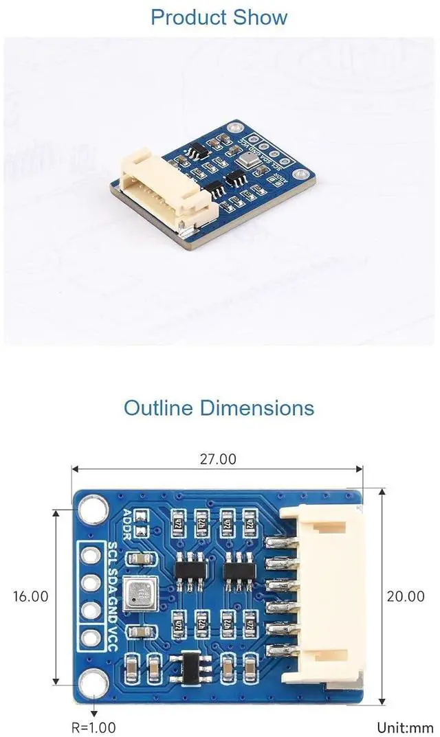 Alt view image 7 of 7 - BME688 Environmental Sensor Module, Temperature Humidity Barometric Pressure Gas Sensor, I2C/SPI, AI Function, for Raspberry Pi, Arduino, ESP32, Pico, 3.3V/5V Compatible