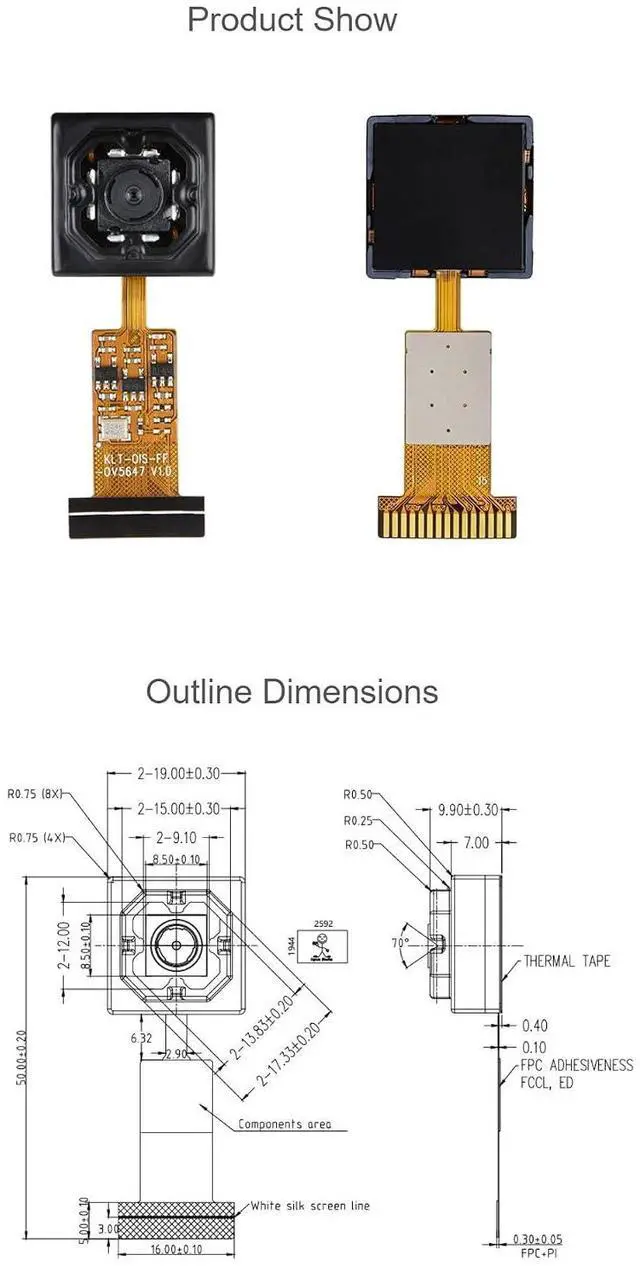 Alt view image 7 of 7 - OV5647 Optical Image Stabilization Camera Module for Raspberry Pi, 5MP,1080P HD Video Recording,for Sports Camera, Robotics Projects, Wearable Applications, etc