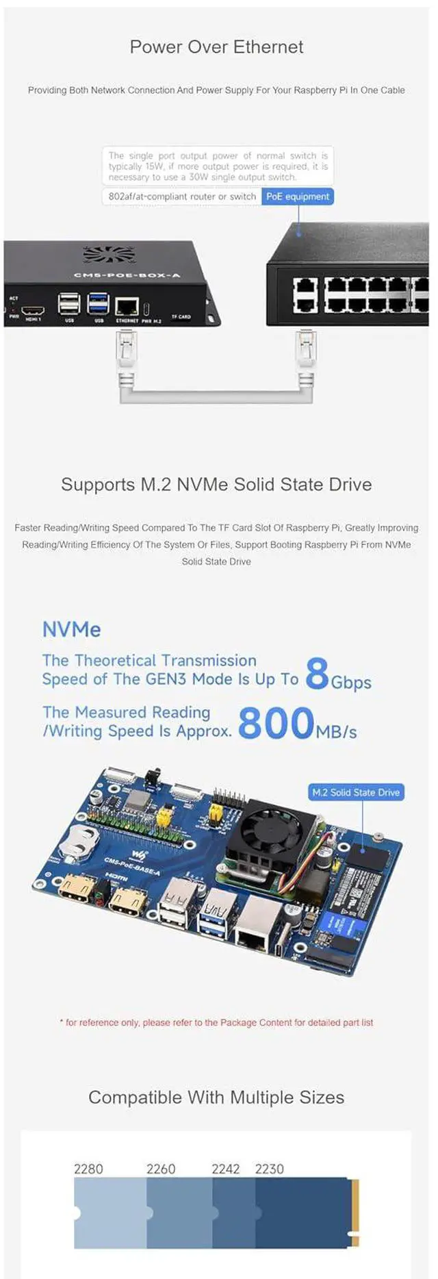 Alt view image 4 of 7 - Fits Raspberry Pi Compute Module 5 IO Board with PoE Feature, M.2 NVMe SSD Support, GPIO Header,Ethernet, USB, HDMI, and TF Slot for All CM5 Variants