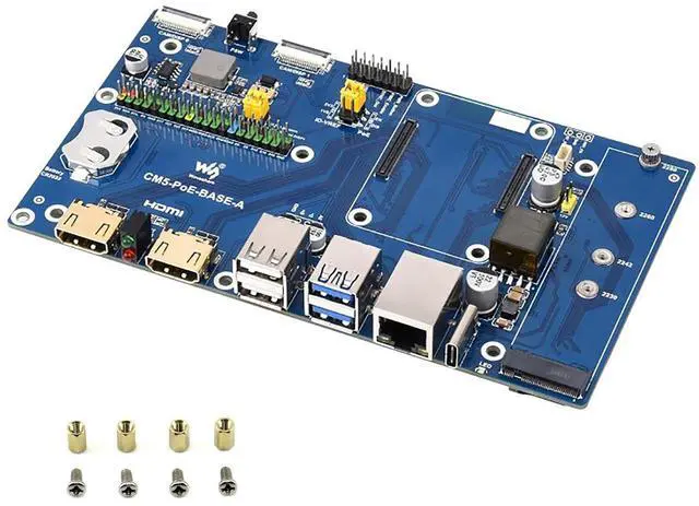 Main image of Fits Raspberry Pi Compute Module 5 IO Board with PoE Feature, M.2 NVMe SSD Support, GPIO Header,Ethernet, USB, HDMI, and TF Slot for All CM5 Variants