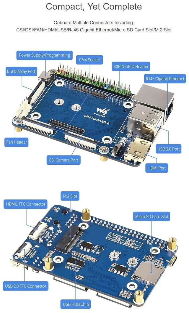 Alt view image 6 of 7 - Mini Base Board (A) Designed for Raspberry Pi Compute Module 4 Suitable for CM4 Lite/EMMC Series Module