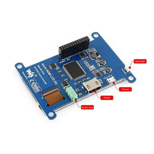 Alt view image 6 of 7 - 4inch HDMI Resistive Touch Screen IPS LCD (Type H) Display 480x800 No I/Os Required Designed for All Revision of Raspberry Pi