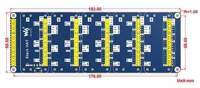Alt view image 6 of 6 - Raspberry pi Stack HAT Interface Expansion Shield with 5 Sets 2x20 Connector to Directly Connect Multiple Expansion Boards
