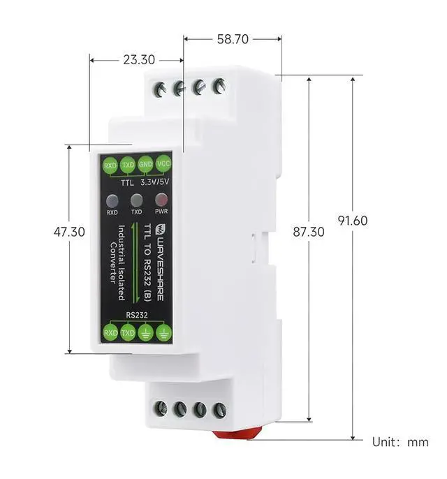 Alt view image 7 of 7 - Galvanic Isolated Converter Rail-Mount TTL to RS232 Serial Port Converter Lightningproof & Anti-Surge TTL Serial Converter Rail-Mount Support