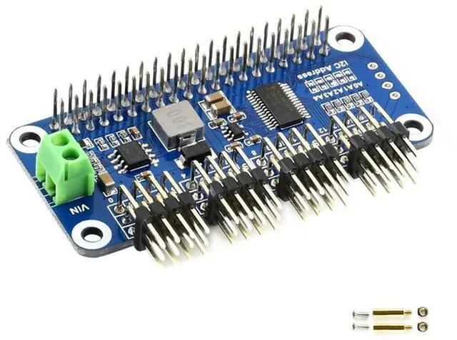 Main image of Servo Driver HAT (B) for Raspberry Pi/Jetson Nano PCA9685 Driver 16-Channel, 12-bit, I2C Interface, Right Angle Pinheader