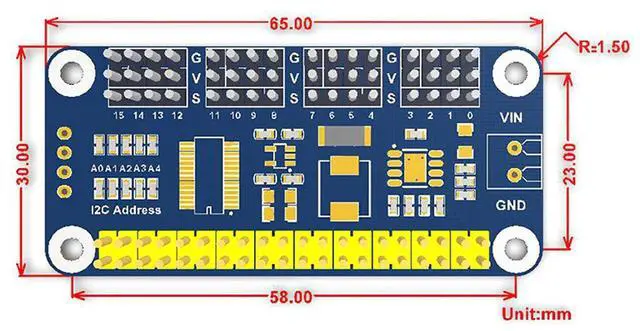Alt view image 5 of 5 - Servo Driver HAT (B) for Raspberry Pi/Jetson Nano PCA9685 Driver 16-Channel, 12-bit, I2C Interface, Right Angle Pinheader