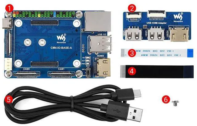 Main image of CM4-IO-BASE-A + USB HDMI Adapter, Mini Base Board for Raspberry Pi Compute Module 4 with More USB and HDMI Connectors