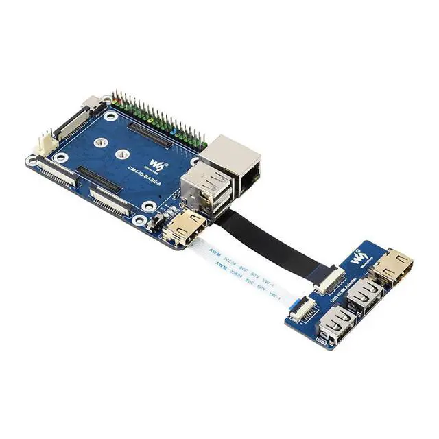 Alt view image 2 of 7 - CM4-IO-BASE-A + USB HDMI Adapter, Mini Base Board for Raspberry Pi Compute Module 4 with More USB and HDMI Connectors