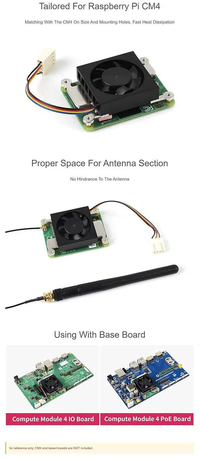 Alt view image 5 of 7 - Dedicated 3007 Cooling Fan 12V for Raspberry Pi Compute Module 4 CM4 (NOT Include), PWM Speed Adjustment, Low Noise, with Thermal Tapes