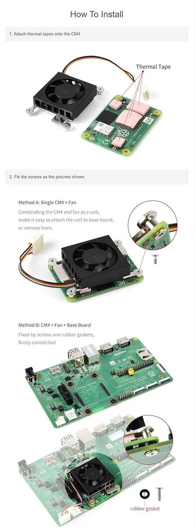 Alt view image 7 of 7 - Dedicated 3007 Cooling Fan 12V for Raspberry Pi Compute Module 4 CM4 (NOT Include), PWM Speed Adjustment, Low Noise, with Thermal Tapes