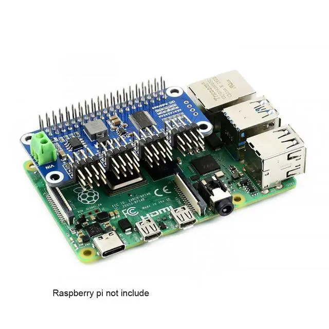 Alt view image 4 of 5 - Servo Driver HAT for for Raspberry Pi 4B+ 4B 3B+ 3B 2B+ Zero W WH Jetson Nano 16-Channel, 12-Bit, I2C Interface Right Angle Pinheader