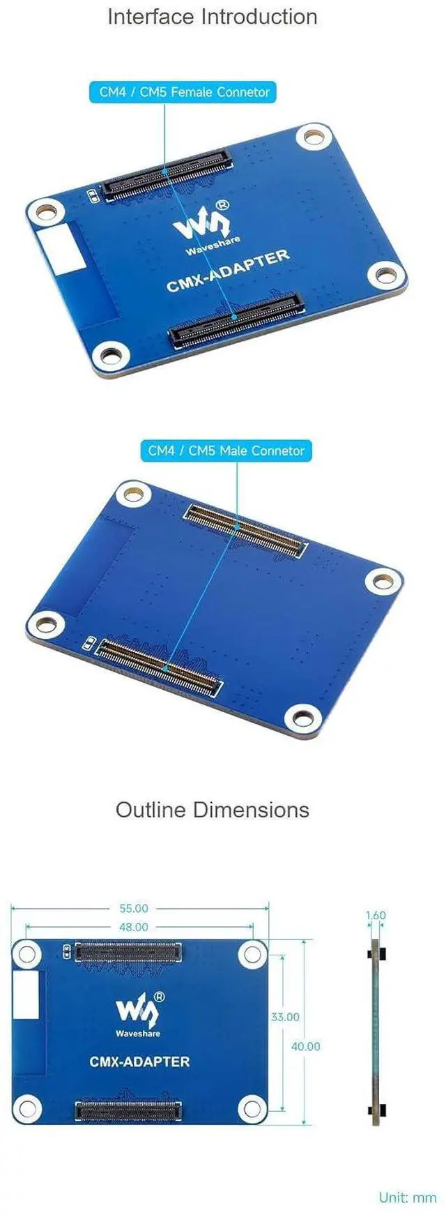 Alt view image 7 of 7 - Fits Raspberry Pi CM4/CM5 Interface Protection Adapter Board, Prevents Socket Damage from Frequent Plug/Unplug, Compatible with CM4 Lite/eMMC & CM5, for Baseboard/Expansion Connection