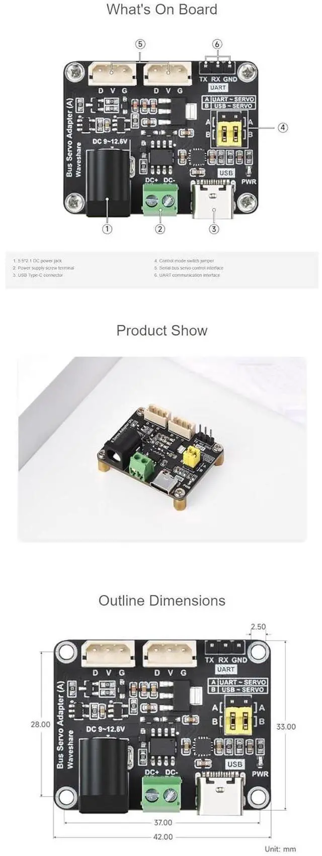 Alt view image 7 of 7 - for Serial Bus Servo Fits Raspberry Pi Jetson Nano Integrates Servo Power Supply and Control Circuit Suitable Servo Driver Board for ST/SC Series Serial Bus Servos Up to 253