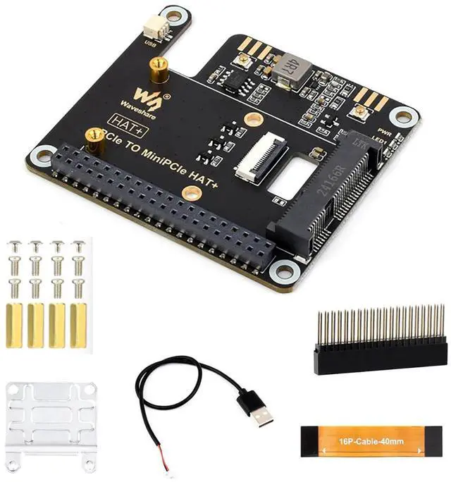 Main image of PCIe to MiniPCIe Adapter for Raspberry Pi 5, Compatible with MiniPCIe Wire-Less NIC, Plug and Play, Supports USB Blue-Tooth, PCIe HAT+ No Need Driver