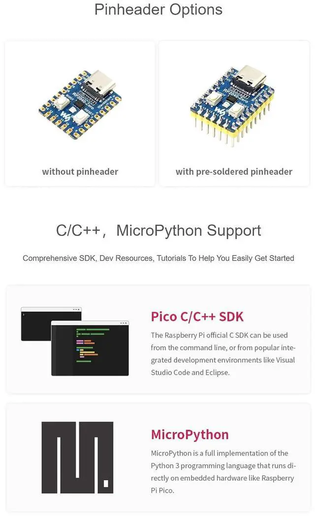 Alt view image 5 of 7 - RP2040-Zero Based On for Raspberry Pi Microcontroller RP2040 Low-Cost High-Performance Pico-Like MCU Board USB-C Connector